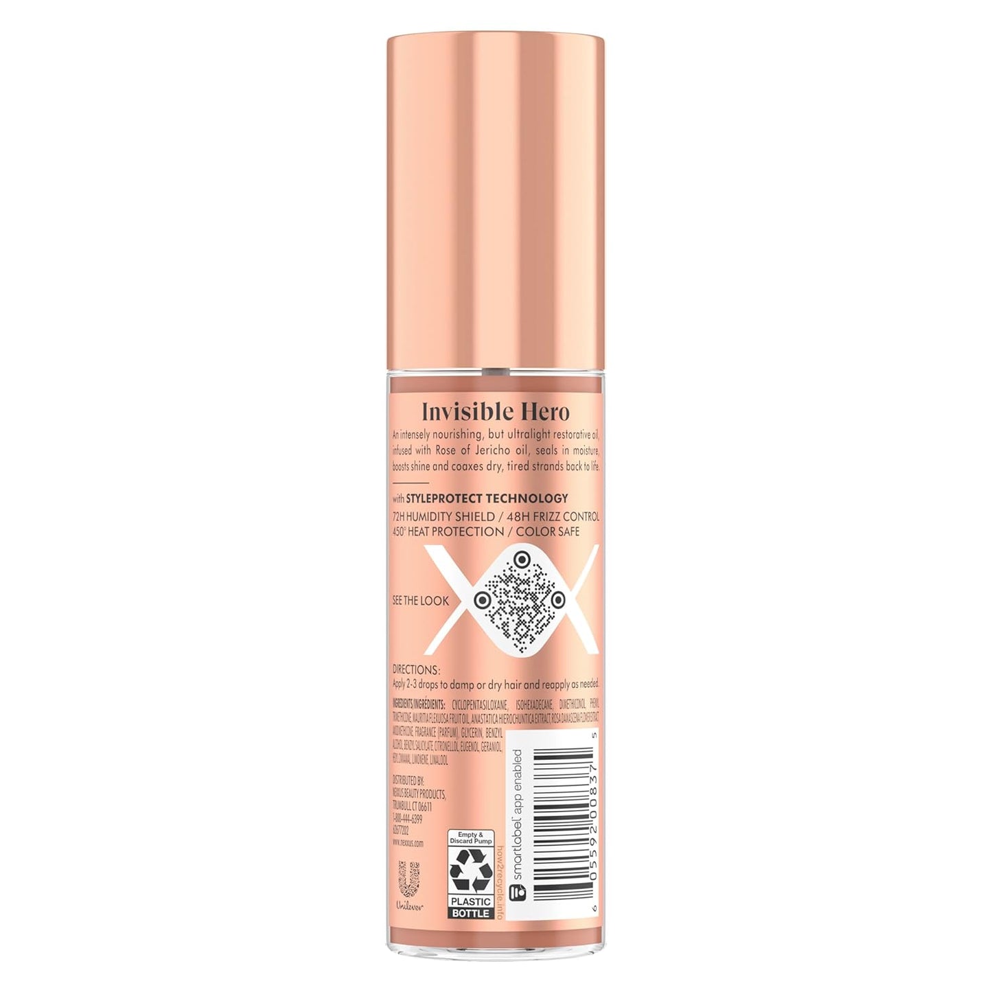 Nexxus Ultra Lightweight Hair Oil Repair & Nourish for Intense Nourishment with StyleProtect Technology & Rose of Jericho Oil 3.3 oz