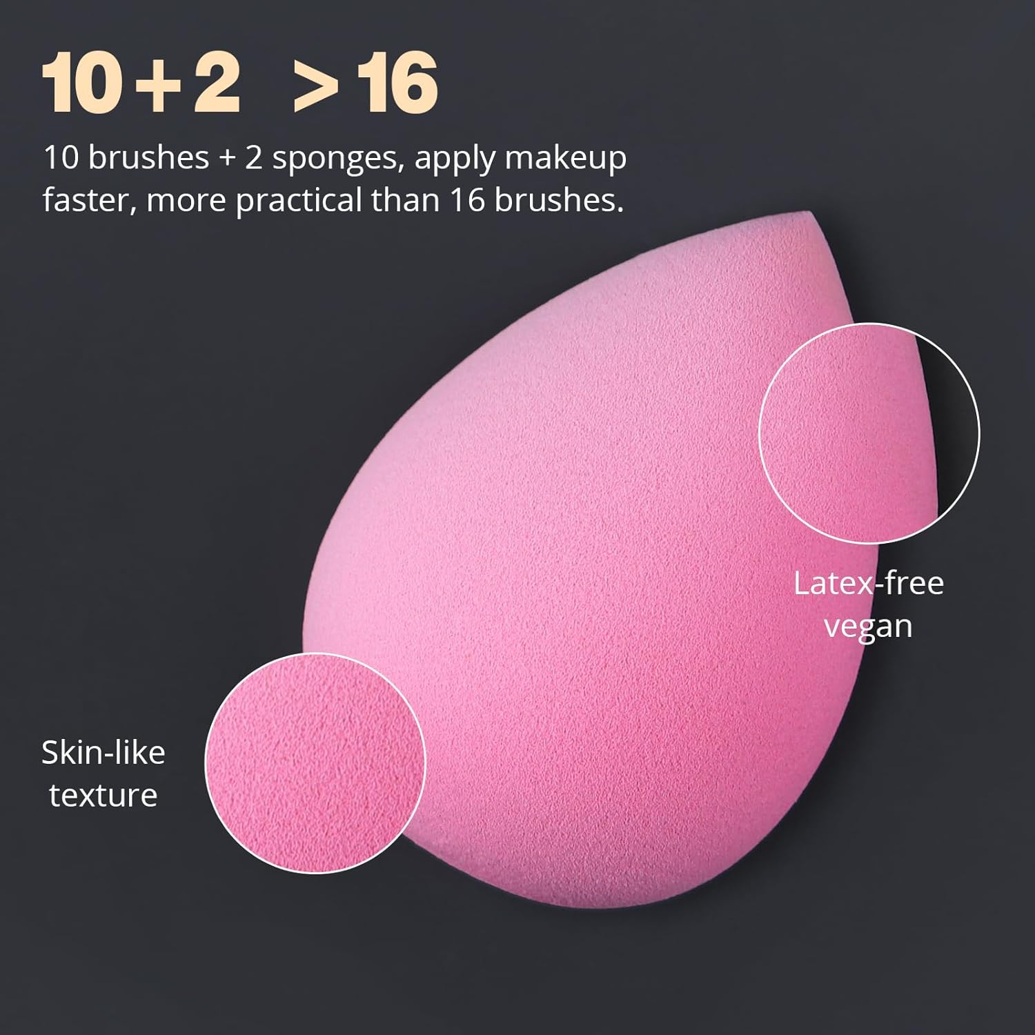 BEAKEY Makeup Brushes Set, Professional Foundation Eyeshadow Concealer Blush Powder Bronzer Applicator, 2 Blender Sponge with Beauty Paper Case, Valentines Day Gifts for Her